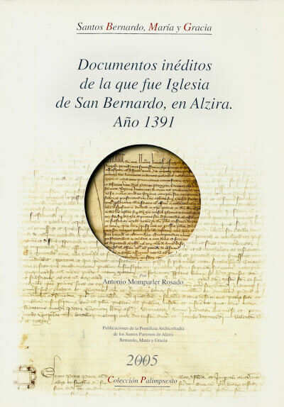 Portada del libro «Documentos inéditos de la fue iglesia de San Bernardo, en Alzira. Año 1391»